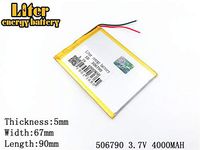 3.7V 4000mAh 506790 Lithium Polymer Ion Rechargeable Battery Lithium Polymer Li-Po Battery for MP4 GPS MP3 Bluetooth Stereo DIY Gift (506790)
