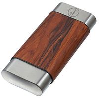Personalized Visol Carver Natural Wood and Stainless Steel Cigar Case - Free Engraving (Single Initial)