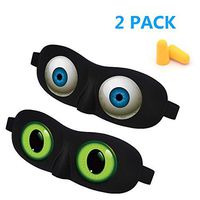 3D Sleep Eye Mask Funny Blindfold with Angel Eye Labeling & Ear Plugs Ultra Lightweight Eyeshade for Men Women Kids Plane Travel Nap Night Sleeping