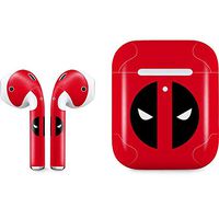 Skinit Decal Audio Skin for Apple AirPods with Wireless Charging Case - Officially Licensed Marvel/Disney Deadpool Logo Red Design
