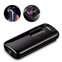 OIIKURY Electric Lighter Tesla Windproof USB Rechargeable Dual Arc Plasma Lighter with LED Display Power (Black ice)