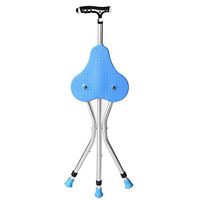 RES&DZ Canes Stool for Men and Women Fashionable Collapsible Walking Cane with Seat Attached Three Tips Prongs Heavy Duty Adjustable Folding Light Weight with T Handle Aluminum Blue