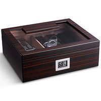Humidors Premier Cigar Sure Seal Glass Top Desktop Holds 50 Cigars Box Cedar Wood Electric Digital Hygrometer and Humidifier Prestige (Color : A)