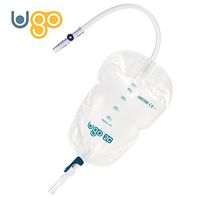Ugo Leg Bags (x10) – Urine Drainage Bags/Catheter Leg Bags, T Tap or Lever Tap with Soft Fabric Backing and a Natural Leg-Shape Design (Pack of 10) (Ugo 2C - 500ml, Long Tube, Lever Tap)
