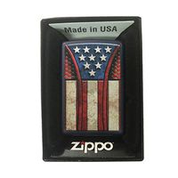 Zippo Custom Lighter - Dark Blue Matte Vintage Americana Flag Design