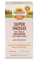 Sundown Super Snooze Melatonin Capsules, Supports Sound, Quality Sleep*, Herbal Blend 90 Count