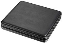 Visol Ocho Black Leatherette Cigar Humidor with Free Laser Engraved Metal Plate (Vine Monogram)