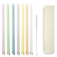 Reusable Glass Straws Set of 7 FDA-Approved Drinking Straws with 1 cleaning brush for Drinks,Milk,Juice, Traveling (7 Straight)