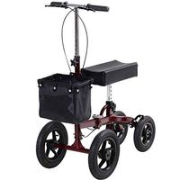 HOMCOM Knee Scooter with Basket Storage, Walker Mobility During Medical Rehabilitation & Injury, Folding for Transport, Red