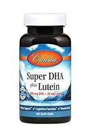 Carlson - Super DHA Plus Lutein, 1000 mg DHA + 20 mg Lutein, Brain Support, Cognitive Function & Mental Clarity, 60 Softgels