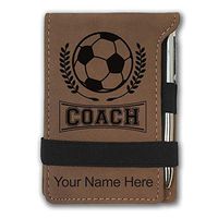 Mini Notepad, Soccer Coach, Personalized Engraving Included (Dark Brown)