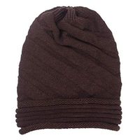 Theoylos Women's Slouchy Beanie Winter Knit Hat Ladies Warm Soft Skull Cap Solid Color Casual Ski Cap Hairball Hat Coffee