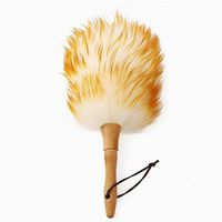 ZHONGLI Lambs Wool Duster with Solid Wooden Handle,Flexible Head,Leather Hang StrapComfortable Grip Natural Feather Duster for Cleaning Screen,Funiture,Ceiling Fans,Blinds etc
