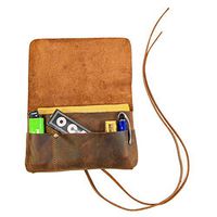 Hide & Drink, Rustic Leather King Size Tobacco Pouch, Smoking and Field Notes Case Handmade Includes 101 Year Warranty :: Bourbon Brown
