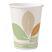 SOLO 412PLNJ7234 Bare by Solo Eco-Forward PLA Paper Hot Cups, 12oz,Leaf Design,50/Bag,20 Bags/Ct