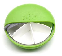PuTwo M-Square Round Portable Pill Box Mediplanner AM PM Organizers - Green