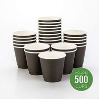500-CT Disposable Black 8-oz Hot Beverage Cups with Double Wall Design: No Need for Sleeves - Perfect for Cafes - Eco Friendly Recyclable Paper - Insulated - Wholesale Takeout Coffee Cup