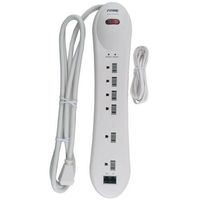 Prime PB004110 Fax/Modem 6-Outlet 1680-Joule Surge Protector, White