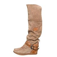 Women's Knee-High Boots Fashion Retro Wedges Boot Long Tube Booties Cowboy Casual Ladies Shoes