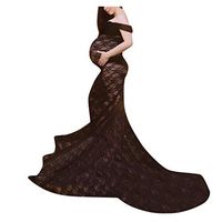 Haxikocty Women Pregnants Photography Props Off Shoulder Sleeveless Maternity Solid Maxi Dress Black