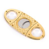 Golden Checked Double Blades Stainless Steel Cigar Cutter