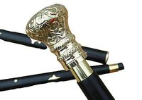 Vintage reproductions Brass Design Handle Wooden Walking Stick Cane in Three Folds