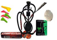 2 Hose Hookah Neon, Two Styles to Choose from 12" Height, Cute Shape Comes with 10 Instant Charcoal, 5 Mouth Tips, 25 foil Paper (Style 2, Black)