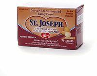 St. Joseph Aspirin 81mg Chewtabs, Orange 36 Tablets (Pack of 5)