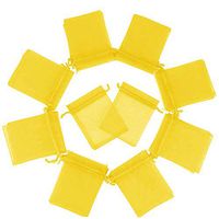 Yarssir 100Pcs Drawstring Organza Gift Bags Jewelry Pouches Mesh Bags Wedding Party Favor Candy Bags(Mixed Color,3.5x4.7inch) (9x12cm, Yellow)