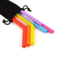6 Flexible Silicone Straws Reusable Straws Regular Size Straws for 30&20 Oz Yeti/Ozark/Rtic Tumblers - 2 Brushes - 1 Storage Pouch- BPA Free - No Rubber Taste