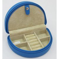 Zippered Half Moon Leather Jewelry Box, Blue (54001911)
