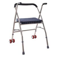 Lyqqqq Elderly Rehabilitation Equipment Walker Wheeled Auxiliary Walking Folding Walker with Wheelchair