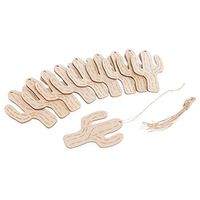 Baoblaze 10 Pieces Wooden Cactus Shape Gift Tags Ornaments Gift Wrappping Hanging Labels