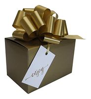 Glossy Tuck Top Boxes, Gold Satin Pull Bows with Hang Tags | 12 Sets (Gold 6x4)