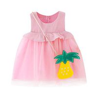 Hstore❀️ Girl Baby Pineapple Print Mesh Dress Toddler Kid Plaid Fruit Printed Tulle Party Princess Dress Clothing