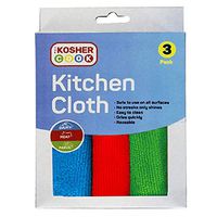 Microfiber Dish Cloths, 3 Pack – Red, Blue and Green Quick Drying, Highly Absorbent Rags for Cleaning and Drying Counters and Dishes – Color Coded Home and Kitchen Accessories by The Kosher Cook