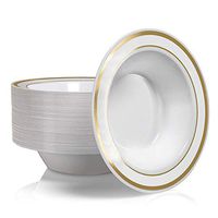 Jiecikou 20Pcs Disposable Plastic Bowls for Salad Soup Bowl Heavy Duty Anti Leak Dinnerware Container Silver