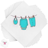 Baby Shower Dessert/Cocktail Napkins - Boy Baby Shower, Cute, Soft, Multi-Use, Disposable, Eco-Friendly, Absorbent, Decorations, Party Supplies, 4.9” x 4.9”, 50ct (White and Blue)