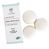 Clean Mama Wool Dryer Ball 3 Pack - Natural, Reusable, Eco-Friendly Fabric Softener, Unscented, 1000 Loads