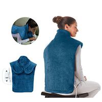 Massage Heating Pad, 220V 70W Health Wrap Relief Massaging Heat Wrap Flannel Relief Wrap Neck Shoulder Back Muscles Pain Electric Heated Throw Blanket Massager Heating Moist Therapy Pad-Blue Color