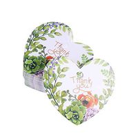Amosfun 50PCS Heart Shape Floral Gift Package Tags Paper Hanging Tags Baking Food Package Tags Labels Wedding Favor Tags (Thank You)