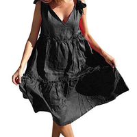 CCatyam Dress for Women, Tanks Tops Vest Sleeveless Solid Loose Sexy Vintage A-line Party Fashion Black