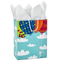 Hallmark 9" Medium Gift Bag with Tissue Paper (Balloons in Clouds) for Birthdays, Baby Showers, Kids Parties or Any Occasion