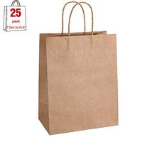 CreativePaper 25pcs 7.9x4.3x10.6" Kraft Paper Bags with Handles for Party Wedding Shopping Wrapping (25, Small)