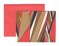 Ellen Tracy Set of 10 Blank Notecards ~ Browns, Reds, Navy (5" x 3.75"; Red Envelopes)