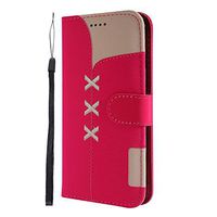 Samsung Galaxy A6 2018 Case, Lomogo Leather Wallet Case with Kickstand Card Holder Shockproof Flip Case Cover for Galaxy A6 (2018) - LOGHU040066 Hot Pink