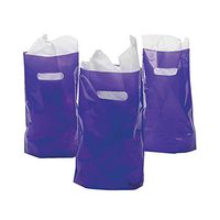 Fun Express - Purple Plastic Bags (50pc) - Party Supplies - Bags - Plastic Bags - 50 Pieces