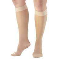 Ames Walker AW Style 14 Sheer Support Dot Pattern 15 20 CT Knee Highs Nude SM
