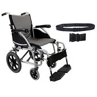 Karman S-Ergo 115 Ergonomic Transport Wheelchair | S-Style Seat Size 16" X 17" | Standard Swing Away Legrest | Frame Color - Pearl Silver & Free Black Wheelchair Seatbelt!