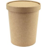 [25Count] 32 oz Freezer Containers And Lids - Kraft Paper To Go Cups - Durable Heavy Duty Quart Ice Cream Containers! Non-vented Lids Prevent Freezer Burn! Frozen Dessert Supplies
